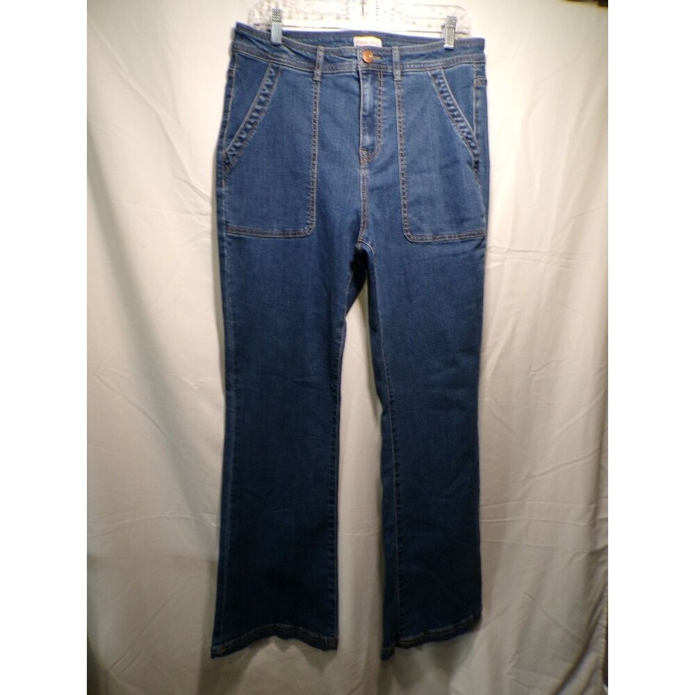 Knox Rose Women's Jeans Size 12 Blue Denim High Rise Patch Pocket Straight